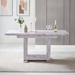 Furniture in Fashion Lorence Extendable High Gloss Dining Table In Grey Marble Effect - thumbnail 4