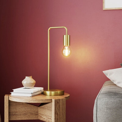 GoodHome Ghlin Round Satin Brass Effect Table Lamp - image 1