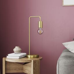 GoodHome Ghlin Round Satin Brass Effect Table Lamp - thumbnail 7