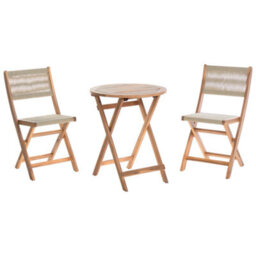 Beliani Bistro Set Folding Prossedi Acacia Wood Beige - thumbnail 1