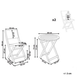 Beliani Bistro Set Folding Prossedi Acacia Wood Beige - thumbnail 3