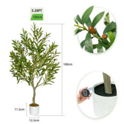 Artificial Olive Tree W/plastic Planter And Artificial Moss For House Office 100 Cm - thumbnail 2