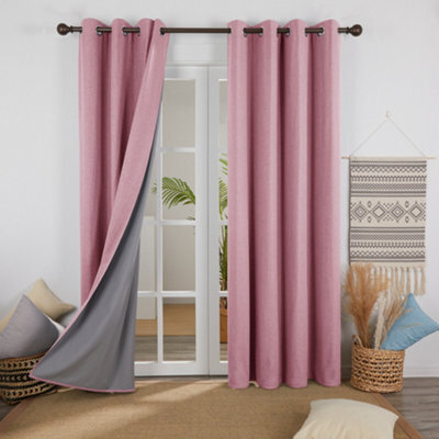 Deconovo Energy Saving 100% Blackout Curtains Eyelet Thermal Insulated For Kids With Coating Back Layer 46X72 Inch Pink 1 Pair - image 1