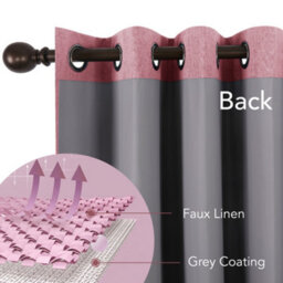 Deconovo Energy Saving 100% Blackout Curtains Eyelet Thermal Insulated For Kids With Coating Back Layer 46X72 Inch Pink 1 Pair - thumbnail 5