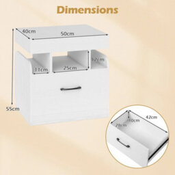 Nightstand Bedside Table With Drawer & Sliding Top Storage - thumbnail 2