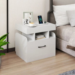 Nightstand Bedside Table With Drawer & Sliding Top Storage - thumbnail 3
