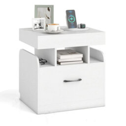 Nightstand Bedside Table With Drawer & Sliding Top Storage - thumbnail 1