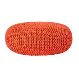 Homescapes Burnt Orange Large Round Cotton Knitted Pouffe Footstool