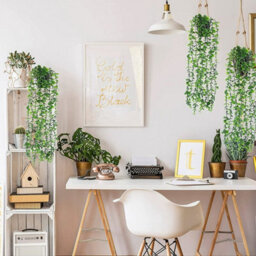 Hanging Plants Artificial 4X In Pots Indoor Fake Trailing Plants Home Office Uk - thumbnail 4