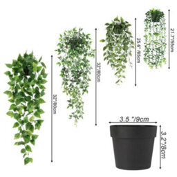 Hanging Plants Artificial 4X In Pots Indoor Fake Trailing Plants Home Office Uk - thumbnail 2