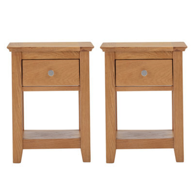 Hallowood Furniture Hereford Oak Small Lamp Table With Drawer (Pair) - image 1