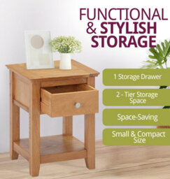 Hallowood Furniture Hereford Oak Small Lamp Table With Drawer (Pair) - thumbnail 5