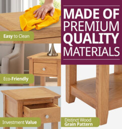 Hallowood Furniture Hereford Oak Small Lamp Table With Drawer (Pair) - thumbnail 4