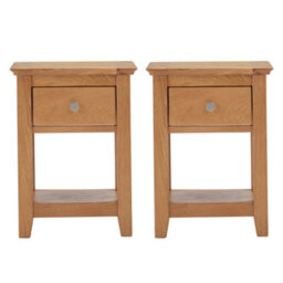 Hallowood Furniture Hereford Oak Small Lamp Table With Drawer (Pair)