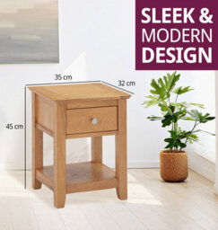 Hallowood Furniture Hereford Oak Small Lamp Table With Drawer (Pair) - thumbnail 3