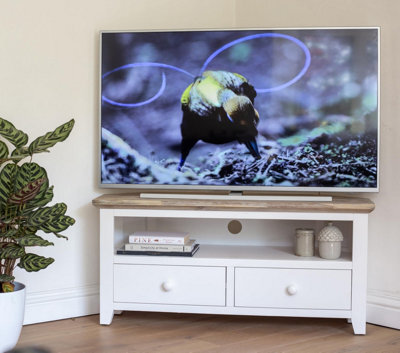 Statement Furniture Florence White Corner Tv Unit With 2 Drawers And Shelf - image 1