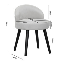 Living And Home Modern Grey White Velvet Dressing Table Stool With Solid Wood Legs - thumbnail 6