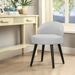 Living And Home Modern Grey White Velvet Dressing Table Stool With Solid Wood Legs - thumbnail 1