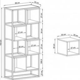 Arte Arthauss Modern Metal Bookcase H144Cm W66Cm D35Cm, Black Frame With White Cube Shelves, High Vertical Storage For Books & Décor - thumbnail 2