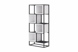Arte Arthauss Modern Metal Bookcase H144Cm W66Cm D35Cm, Black Frame With White Cube Shelves, High Vertical Storage For Books & Décor