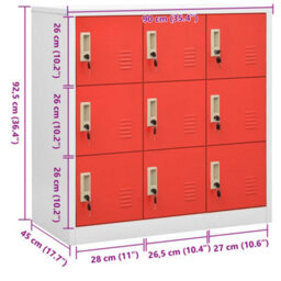 Vidaxl Locker Cabinet Light Grey And Red 90X45X92.5 Cm Steel - thumbnail 3