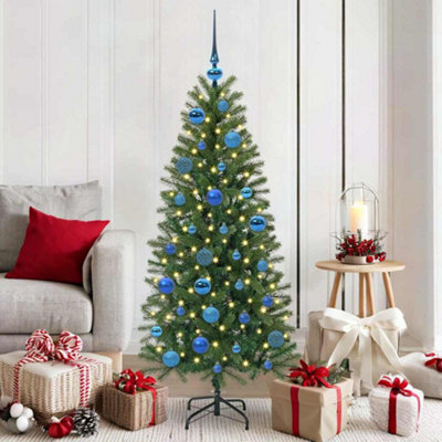 Vidaxl Christmas Bauble Set With 150 Leds 61 Pcs Blue Plastic - image 1