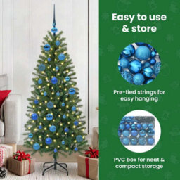 Vidaxl Christmas Bauble Set With 150 Leds 61 Pcs Blue Plastic - thumbnail 9