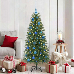 Vidaxl Christmas Bauble Set With 150 Leds 61 Pcs Blue Plastic