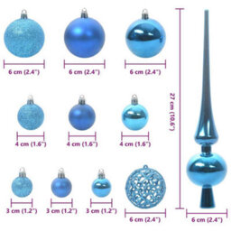 Vidaxl Christmas Bauble Set With 150 Leds 61 Pcs Blue Plastic - thumbnail 3