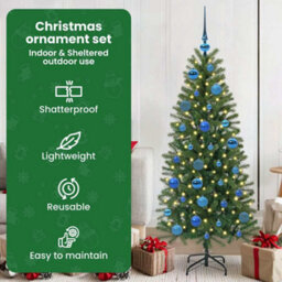 Vidaxl Christmas Bauble Set With 150 Leds 61 Pcs Blue Plastic - thumbnail 7