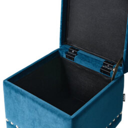 Beliani Square Velvet Ottoman Deep Blue Tufted Top Nailhead Trim With Hidden Storage - thumbnail 8