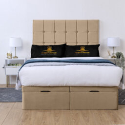 UKBEDFURNITURE Florence Plush Beige End Opening Divan Ottoman Bed With 54 Inch Headboard - thumbnail 2