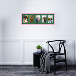 AK Frames 26X8 Pastel Pink Classic Multi Photo Frame With Emerald Mount - Holds 5 Apertures (5X) 6X4 Photos - thumbnail 3