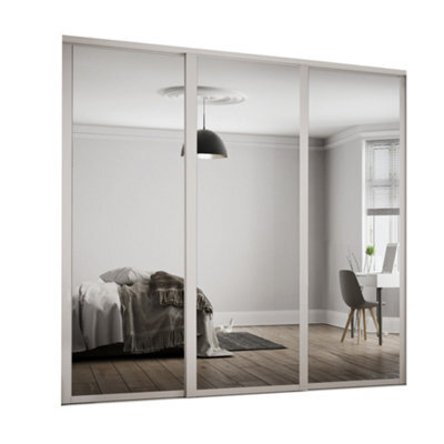 Spacepro Shaker Classic Shaker Mirrored Gloss Cashmere 3 Door Sliding Wardrobe Door Kit (H)2220mm (W)1680mm - image 1