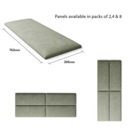 Aspire Easymount Wall Mounted Upholstered Panels, Modular Diy Headboard In Plush Velvet Fabric, Duck Egg (Pack Of 8) - thumbnail 5