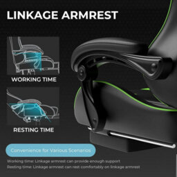 Gtplayer Gaming Chair With Footrest, Massage Computer Chairs For Adults, Ergonomic High Back Height Adjustable Pc Chair, Green - thumbnail 7