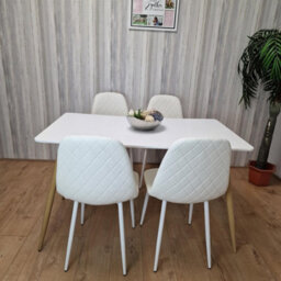 Kosy Koala Modern Rectangle White Dining Table Set With 4 White Chairs Dining Room Furniture - thumbnail 1