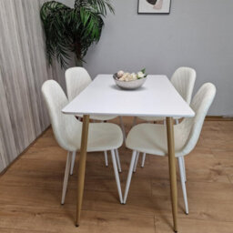 Kosy Koala Modern Rectangle White Dining Table Set With 4 White Chairs Dining Room Furniture - thumbnail 6