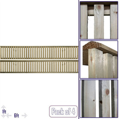 Premier Garden Supplies Premier Tuscany Wooden Trellis Panel 6Ft X 1Ft (4 Pack) Vertical Slatted Decorative Fencing Topper For Climbing Plant Support - image 1