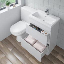 Affine 600mm Bathroom Drawer Vanity Unit Basin Toilet Soft Close Seat Wc Gloss White - thumbnail 3
