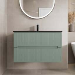 Affine 800mm Bathroom Cloakroom Vanity Unit Basin Wall Hung Furniture Soft Close Green - thumbnail 1