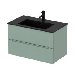 Affine 800mm Bathroom Cloakroom Vanity Unit Basin Wall Hung Furniture Soft Close Green - thumbnail 4