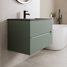 Affine 800mm Bathroom Cloakroom Vanity Unit Basin Wall Hung Furniture Soft Close Green - thumbnail 2