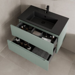 Affine 800mm Bathroom Cloakroom Vanity Unit Basin Wall Hung Furniture Soft Close Green - thumbnail 3