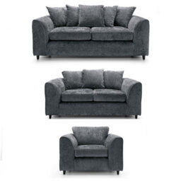 Furnishings For Less UK Monaco Chenille Fabric 3 Piece Sofa Set - 3 2 1  Grey - thumbnail 1