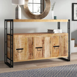 Kingwood Industrial Metal And Wood Sideboard With 3 Doors And Shelf - thumbnail 7