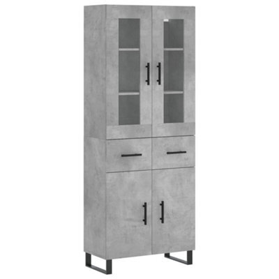 Berkfield Elegant Highboard Concrete Grey 69.5X34X180 Cm Engineered Wood - image 1