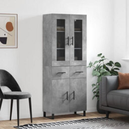Berkfield Elegant Highboard Concrete Grey 69.5X34X180 Cm Engineered Wood - thumbnail 2