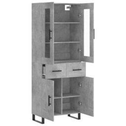 Berkfield Elegant Highboard Concrete Grey 69.5X34X180 Cm Engineered Wood - thumbnail 4