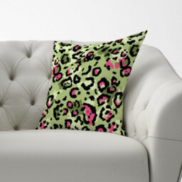 Warren Reed Designer Green And Pink Leopard Print Cushions 60Cm X 60Cm - thumbnail 2